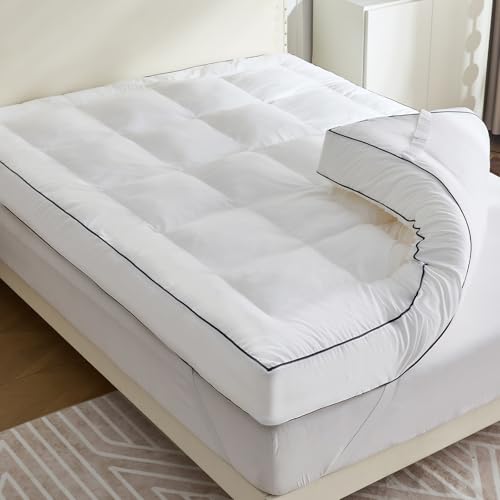 Aodenge 4 Inch Memory Foam Mattress Topper Twin for Back Pain Relief Extra Soft Pillow Top Mattress Topper 2000GSM Fluffy Shredded Memory Foam Filled