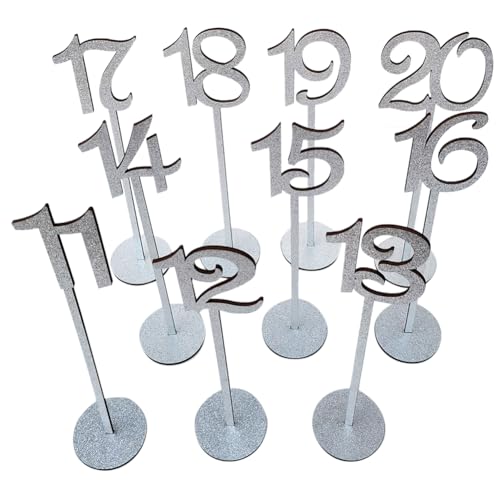 Numéros de table de mariage champêtre en bois argenté pour centre de table - 6