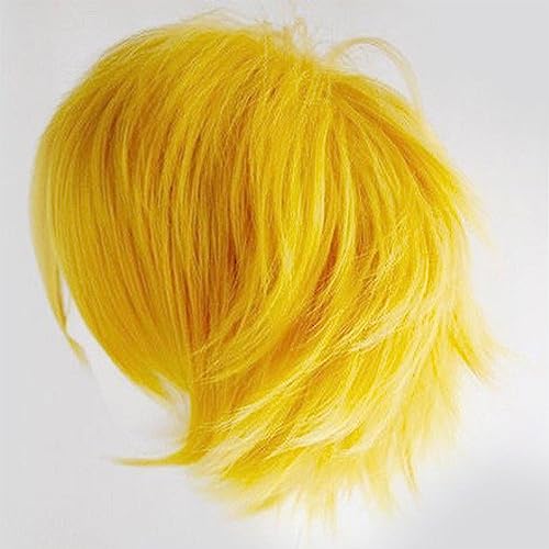 Gairyan Short Yellow Wig Cosplay Wig Unisex Anime Cosplay Wigs for Women/Men Straight Fluffy Wig Costume Theme Party Fancy Dress Wigs Halloween Wig Costumes Accessories - Image 3