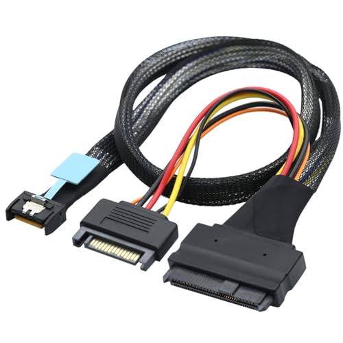 Cable Gen5 MCIO Slimline SFF-8654 0.5M con SATA 15P