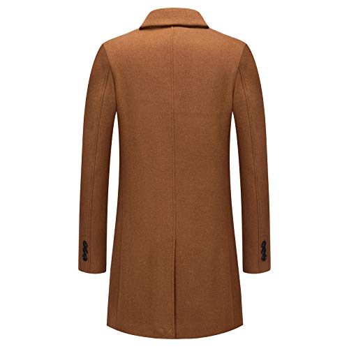 PRIJOUHE Men's Wool Trench Coat Single Breasted Slim Fit Mid-Length Notched Collar Winter Overcoat Quilted Pea Coats2