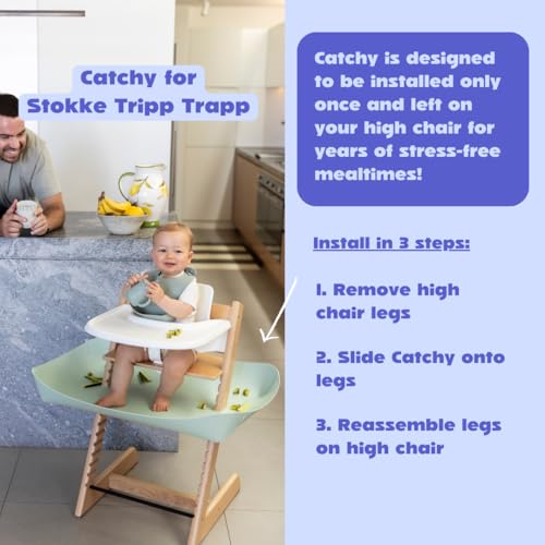 Image of CATCHY -Food Catcher-Compatible with Stokke Tripp Trapp High Chair +11 Other High Chairs-Highchair Sold Separately-Baby & Toddler Food & Mess Catcher-Premium Linen Inspired -Under High Chair Accessory | High Chair Food Catcher - High Chair Sold Separately - Baby & Toddler Food & Mess Catcher - Under High Chair Accessory