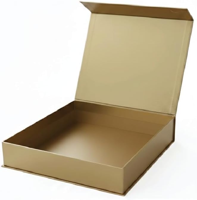 Red Dot Gift | 1-Pack 17x17x5 cm Gold Color Premium Magnetic Gift Box Square Luxury Rigid Presentation Box with Magnetic Closure for Weddings Birthdays & Corporate Gifting.
