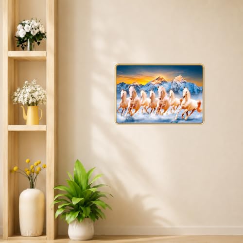 Image of 7 Running Horses Vastu Photo Frame, 8x12 Inch