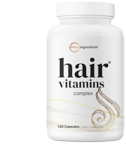 Micro Ingredients Hair Vitamins Complex, 120 Capsules with Hydrolyzed Collagen, Keratin, Biotin, and More for Women and Men