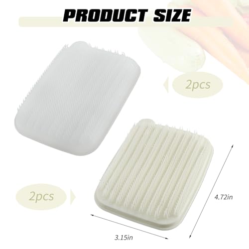 Image of Vegetable Brush,4pcs Potato Scrubber Brush, Vegetable Brush Scrubber for Food, Soft Bristle Brush for Potato /Carrots /Lotus Root