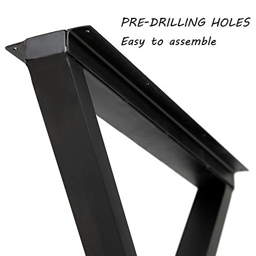 Metal Legs For Table X Shape 28" H Tall Metal Table Leg Heavy Duty Metal Desk Legs Industrial Table Legs Set Of 2,Black,No Planks #TOP2