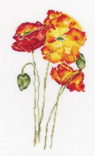 Wizardi RTO Counted Cross Stitch Kit on Canvas Aida with Magnolia Flowers. Fascinating Ornament 6.1 * 5.71 inches M731. Amazing for Embroidery & Needlework Amateurs