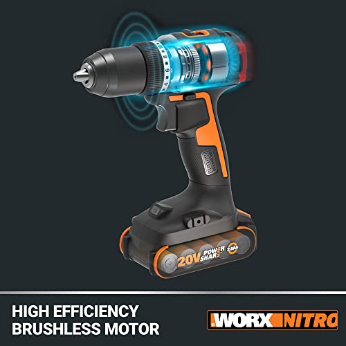Worx Wx130L 20V Nitro Compact Brushless 1/2” Drill/Driver With Power Share - (Batteries & Charger Included) #TOP3