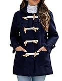 PAODIKUAI Women's Wool Blend Hooded Toggle Duffle Coat Casual Wool Coats Winter Outwear (B-Quilted-N