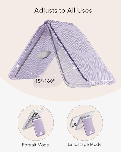 Image of ESR Aura for MagSafe Wallet with Adjustable Stand, RFID Blocking, MagSafe Ring Included, 5 Card Holder Magnetic Wallet for iPhone 17e /17 /16 /15 /14 /13 /12, Not for 13 /12 Mini, Selected Samsung, Lavender