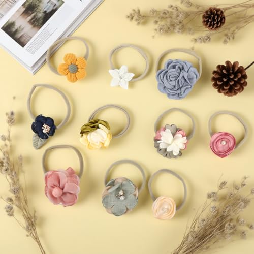Image of SNOWIE SOFT Hairbands Hair Band for Girls Kids, 10pcs Floral Baby Hairband Headbands for Baby Girl Hair Accessories Infant Shower Gift, Stretchy Decorative Photography Head Band