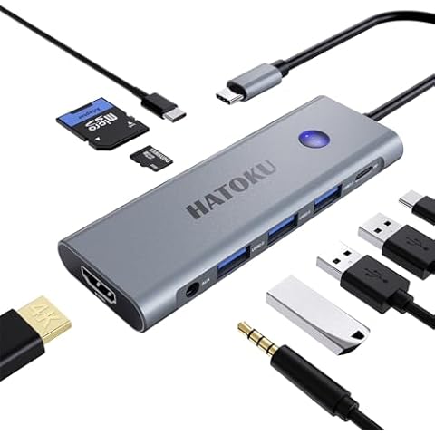USB C Hub Hdmi Adapter: 9 in 1 USB Docking Station for MacBook iPad Pro Air - Laptop Dock with One-Click Screen On Off Button - 4K@60Hz HDMI - 100W PD - SD TF Card Reader - Audio - 3.0 C Data Port Cover
