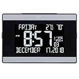 hito 9.5” Mains Powered Large Digital Desk Clock Wall Auto Dimmer 7:00pm-7:00am Alarms DST...