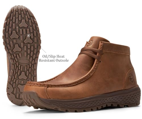 Image of SUREWAY Men's Chukka Boots,Lightweight Durability Leather Moc Toe Work Boots,Fashion Hiking,Driving Shoes,Chelsea Boots for All-Weather Comfort (Office,Casual,Dress)