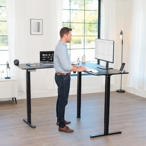 VIVO Black 63 x 55 in Corner Standing Desk, DESK-E3CTB - 1