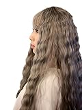 28inch Long Curly Corn Rolls Pastel Gray Synthetic Hair Wig with Bangs Lolita Cosplay Wigs Hairpiece