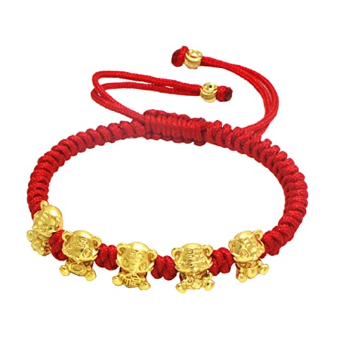PACKOVE Pulsera De Tigre Para Mujer Cuerda Roja Decorativa Accesorio Festivo Para Año Para Parejas