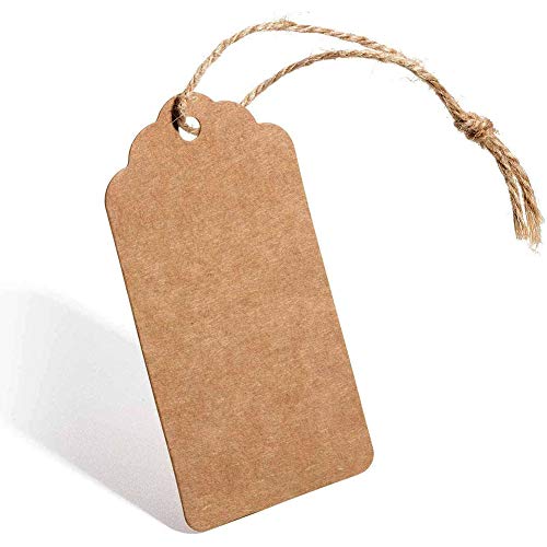 HAKACC 100pcs Kraft Paper Gift Tags with Free 100