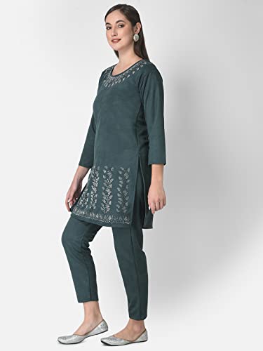 Image of FNOCKS Women's Fleece Velvet Fabric Kurta Palazzo Set with Pocket