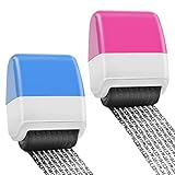 AMMON Protection Stamps Identity Roller Stamp 2Pcs Address Roller Guard Stamp Protect Privacy Information Self-Inking Roller Stamp Rolling Security Stamp (Pink and Blue)