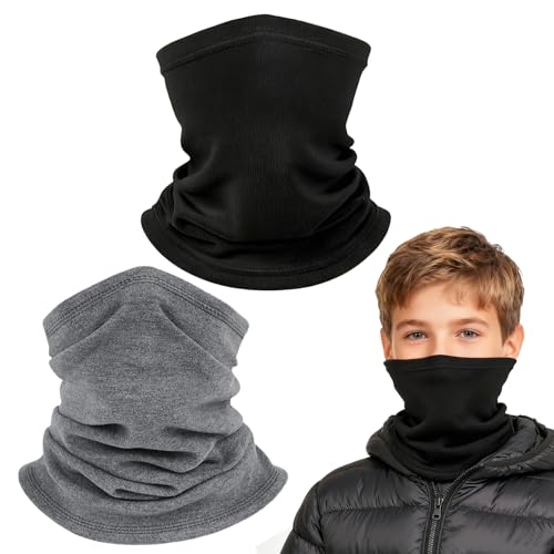 SUFANG 2 Stück Winter Loop Schal Kinder, Warmer Winddichter Schal, Halswärmer Halstuch Winddicht, Winddicht Halswärmer für Radfahren, Joggen, Wandern, Skifahren, Outdoor