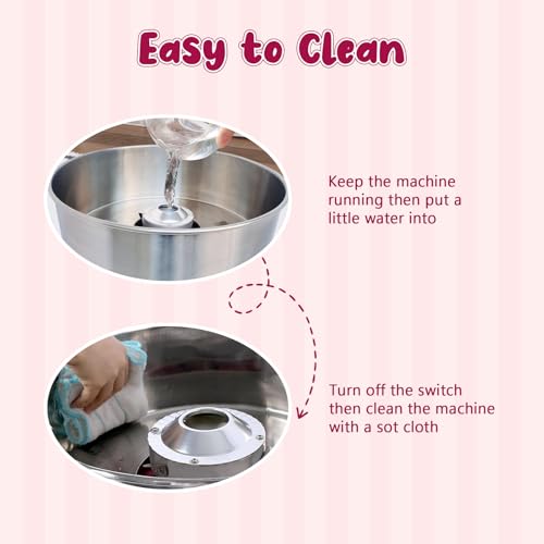 Elektrische Zuckerwattemaschine, 1000 W Zuckerwattegeräte, Zuckerwattemaschine Cotton Candy Machine, Zuckerwatte Maschine mit Edelstahlschüssel, Perfekt für Kindergeburtstage zu Hause – Bild 6