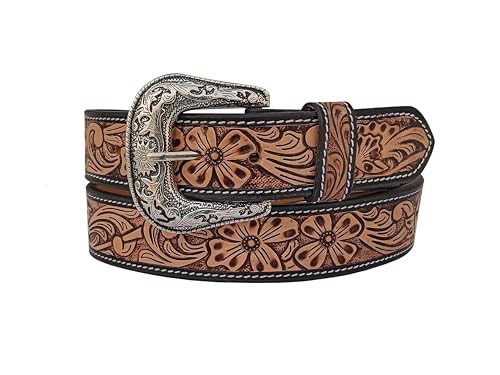 Western Genuine Leather Tooled Belt with Hand Painted Design 30IS0062