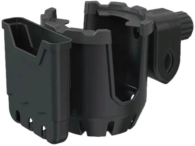 Wheelchair or Bike Cup Holder, 2-in-1 Walker Drinks Holder with Phone Holder, Fit for Wheelchair, Bike, Walker, Rollator, Stroller, Camper, Golf cart (Black)