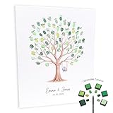 KATINGA Leinwand zur Hochzeit – Bild für Fingerabdrücke mit Baum - Personalisiert – Hochzeitsbaum – Gästebuch als Geschenkidee (30x40 personalisiert)