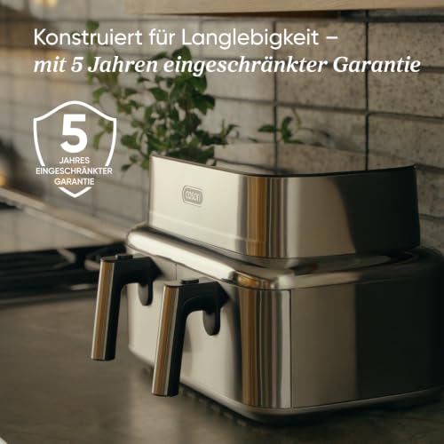 Cosori Airfryer Iconic Dual 94% Metal with Virtually Plastic-Free Design