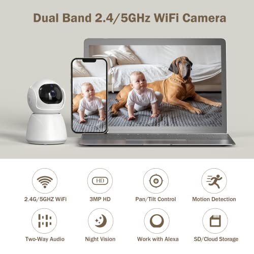 Menggood Indoor Security Camera, Wifi Camera For Home Security, 2.4/5Ghz Pan/Tilt Baby Monitor, Pet Camera With Night Vision, 2-Way Audio, Cloud/Sd Card Storage, Motion Detection, Works With Alexa #TOP1