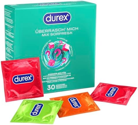 Durex Überrasch' Mich Kondome – Mixpack - Probierpaket - JGA - 30er Großpackung (1x 30 Stück)