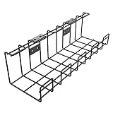 KD Essentials – 2 metalowe koszyki na kable, rozmiar M, 2 szt. w opakowaniu, uchwyt i kanał kablowy (montaż pod blatem/na ścianie, przykręcany, do chowania kabli, ładowarek, zasilaczy, listew zasilających, czarny)