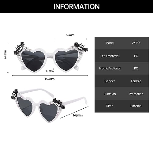 YAMEIZE Unique Heart Shaped Halloween Sunglasses - Skull Pumpkin Bat Rave Fancy Eyewear Christmas Festival Party2
