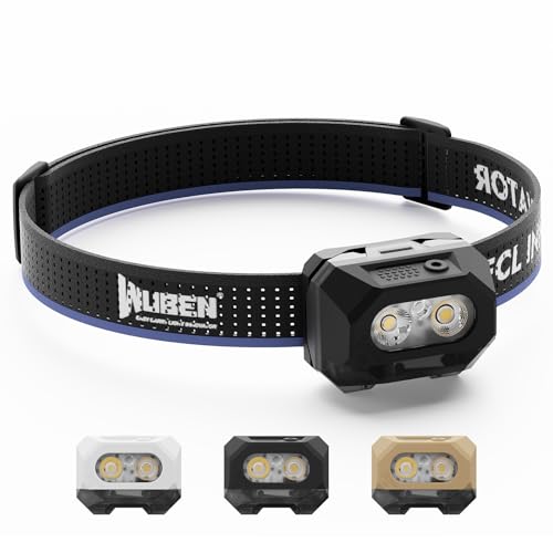 WUBEN H4 Headlamp Rechargeable 800 Lumens Super Bright Head Torch LED Head lamp 10 Modes with Red Light IP68 Waterproof Head light With Motion Sensor for Emergency Camping Fishing & Hiking