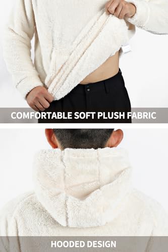 Image of GINGTTO Men's Fuzzy Sherpa Sweatshirt Fashion Pullover Fleece Hoodies