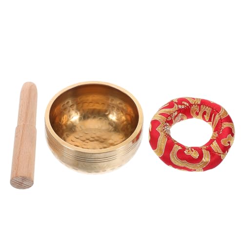 SECFOU 1 セット 仏教音楽ボウル 手作り ボウル 中華風ランタン 球形のペンダント 絶妙な ボウル 中国のランプシェード 歌うボウル 金属製の 用ボウル お椀 金属、木、布