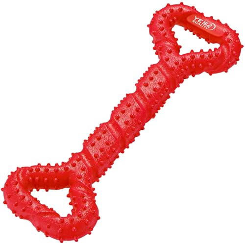 YES4QUALITY Dog Chew Toy - Durable Chew Bone for Medium & Large Dogs - 33 cm, Red - Tough Rubber Tug-of-War Bone Pet Toy for Aggressive Chewers - Bumpy Design for Puppy Teething