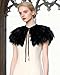 ZAKIA Fashion Feather Cape Stole Black White Beige Shawl Iridescent (Black)