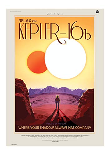 Tableau Kepler-16b NASA d'art extra large mat et encadré édition premium