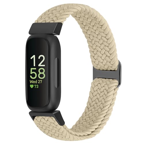 KIBDSNG Adjustable Braided Watch Strap Compatible with Fitbit Inspire 3/Inspire 2/Inspire HR/Inspire/Ace 3/Ace 2, Nylon Elastic Sport Loop Replacement Wristband for Women Men