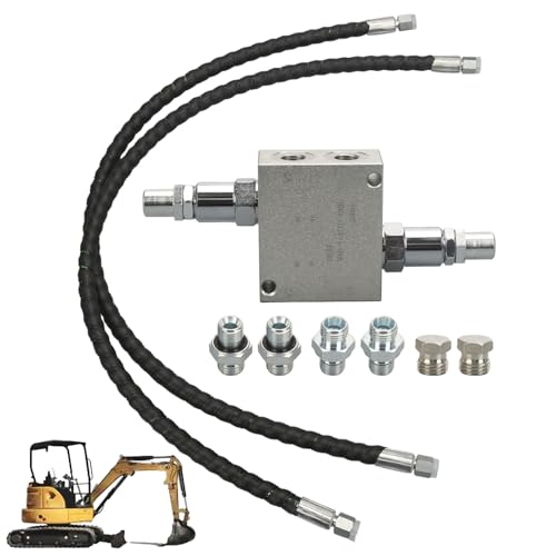 Chaofei Mini Excavator Cushion Valve Kit Fit for Hydraulic Swivel Motor Assembled and Any Mini Excavator or Machine with 1/4 Hydraulic Hoses and M14x1.5 Threaded Ends for 1/4 Hose Systems