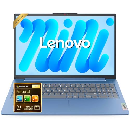 Image of Lenovo IdeaPad Slim 3i • 15.6 inch FHD Laptop with Microsoft 365 Included • Intel 4 Cores • 8GB DDR5RAM • 1TB OneDrive + 500GB External + 128GB SSD • Privacy Shutter • Dolby Audio • Win 11