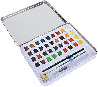 Hztyyier 36 Colors Watercolor Paint Set, Watercolour Paint Box + Tin Box Painting Tools, Watercolor Pigment with Brushes for Artists, Painting