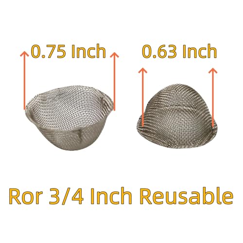 Ruilida Pipe Screens 50 Pieces 3/4 Inch Tapered Design Clean Screens, 0.75 Inch 100% Stainless Steel Mesh, with a Storage Box