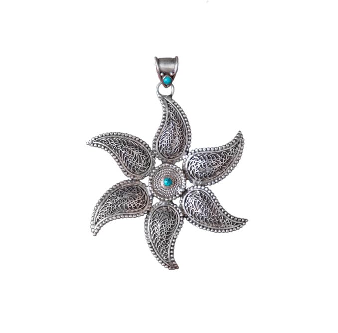 925 Sterling Silver Mizoya Intricate Blossom Flower Pendant, Well Stamped with 925, Statement Oxidized Jewellery, Handcrafted Indian Silver Floral Pendant, Women Accessories-image-39