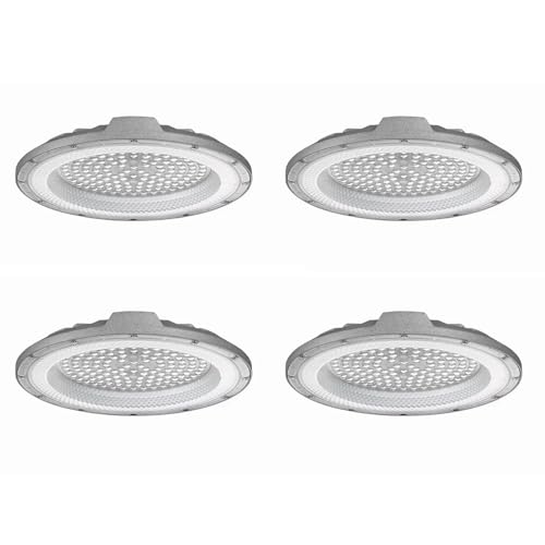 Jandei   Pack x4 Campana LED UFO DOB, Blanco Frío 6000K, Alta Potencia con 110 lm/vatio PF 0,95 6KV, Foco de Exterior IP65, Perfecto para Entorno Industrial, Naves, Garajes, Negocios, 100W