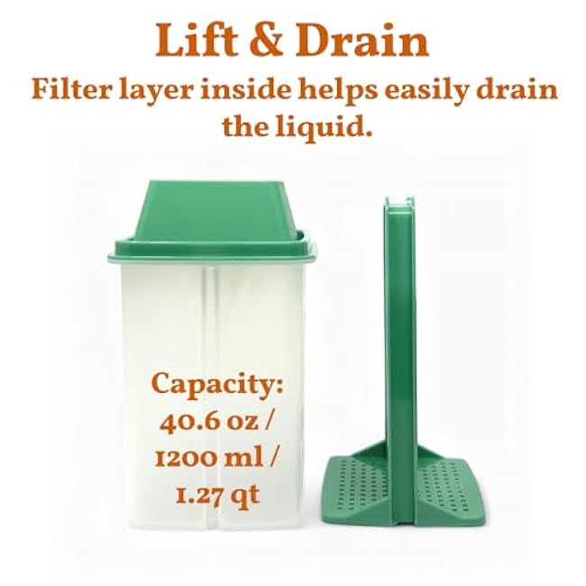 Pickle Container with Strainer, Cucumber Jalapeno Olive Keeper with Strainer for Mess-Free Storage of Condiment Food, 40.6 oz Size (Pink)