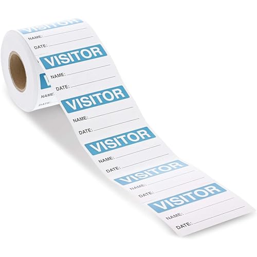 500 Visitor Pass Stickers Identification Label Roll Writable Badge for School, Daycare, Hospital, Clinic, Museum, Business, 3 x 2 Inches
